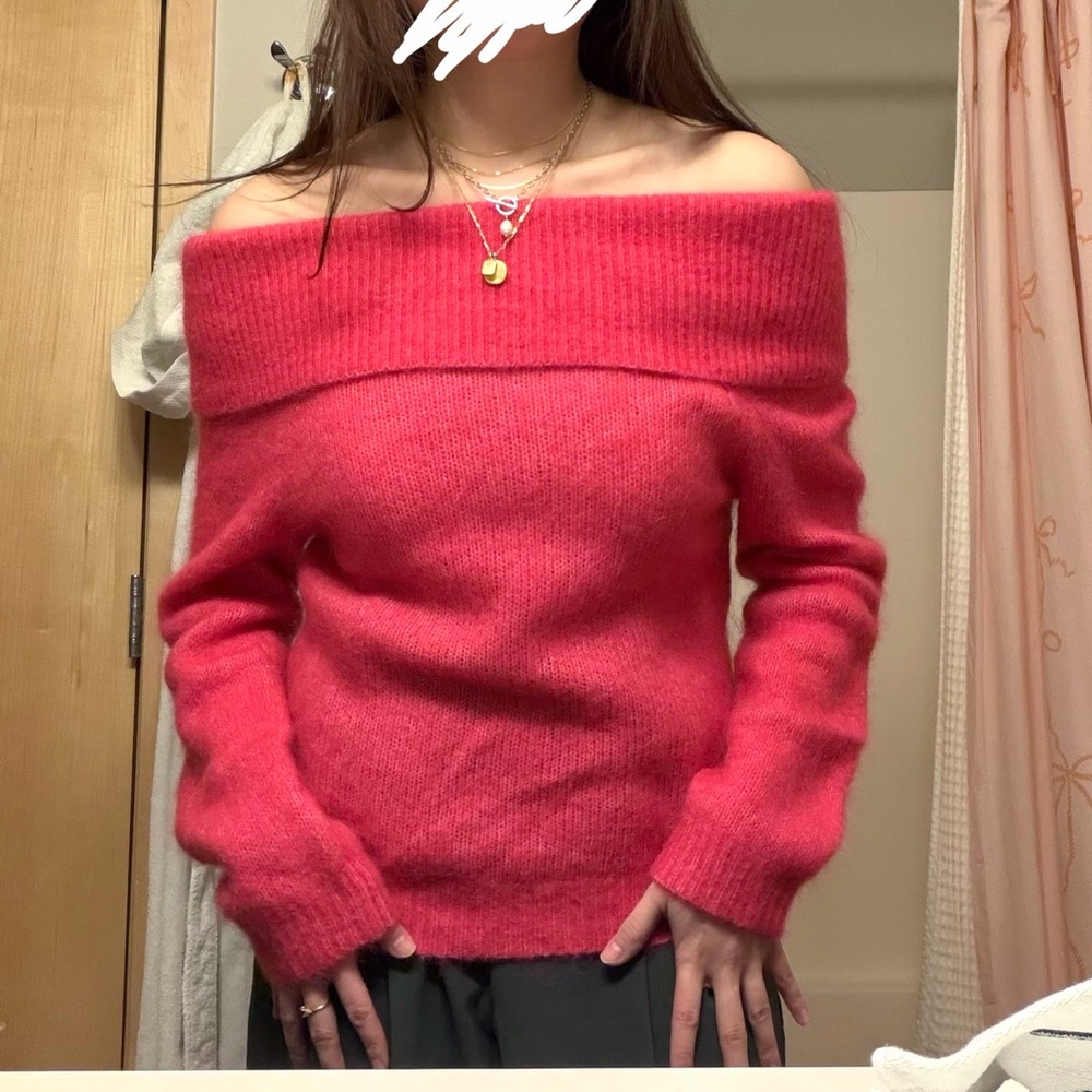 Sezane Wool Off-Shoulder Sweater